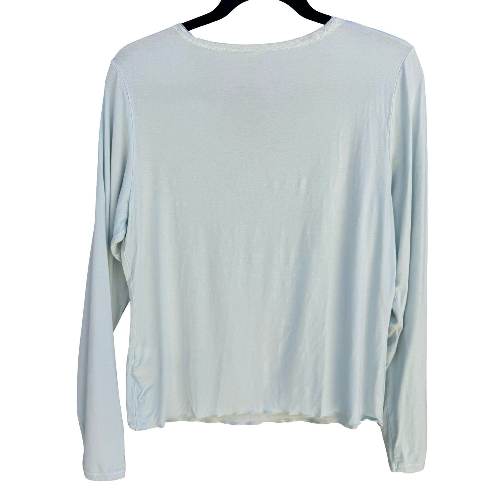 Banana Republic MInimalist V-Neck Layering Mesh Trim Top Womens XL Pastel Blue