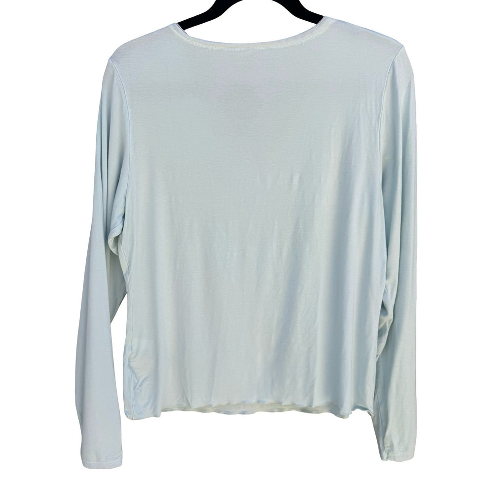 Banana Republic MInimalist V-Neck Layering Mesh Trim Top Womens XL Pastel Blue