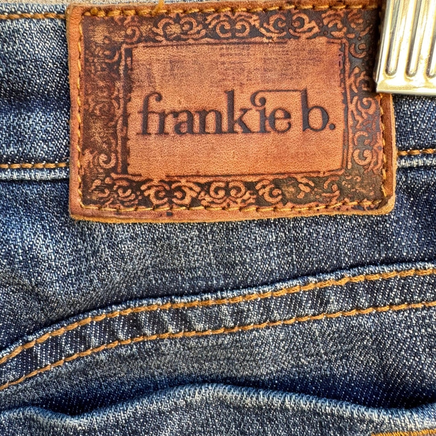 Frankie B Y2K Low Rise Denim Micro Shorts McBling Indie Sleaze Slit Hem Women 32