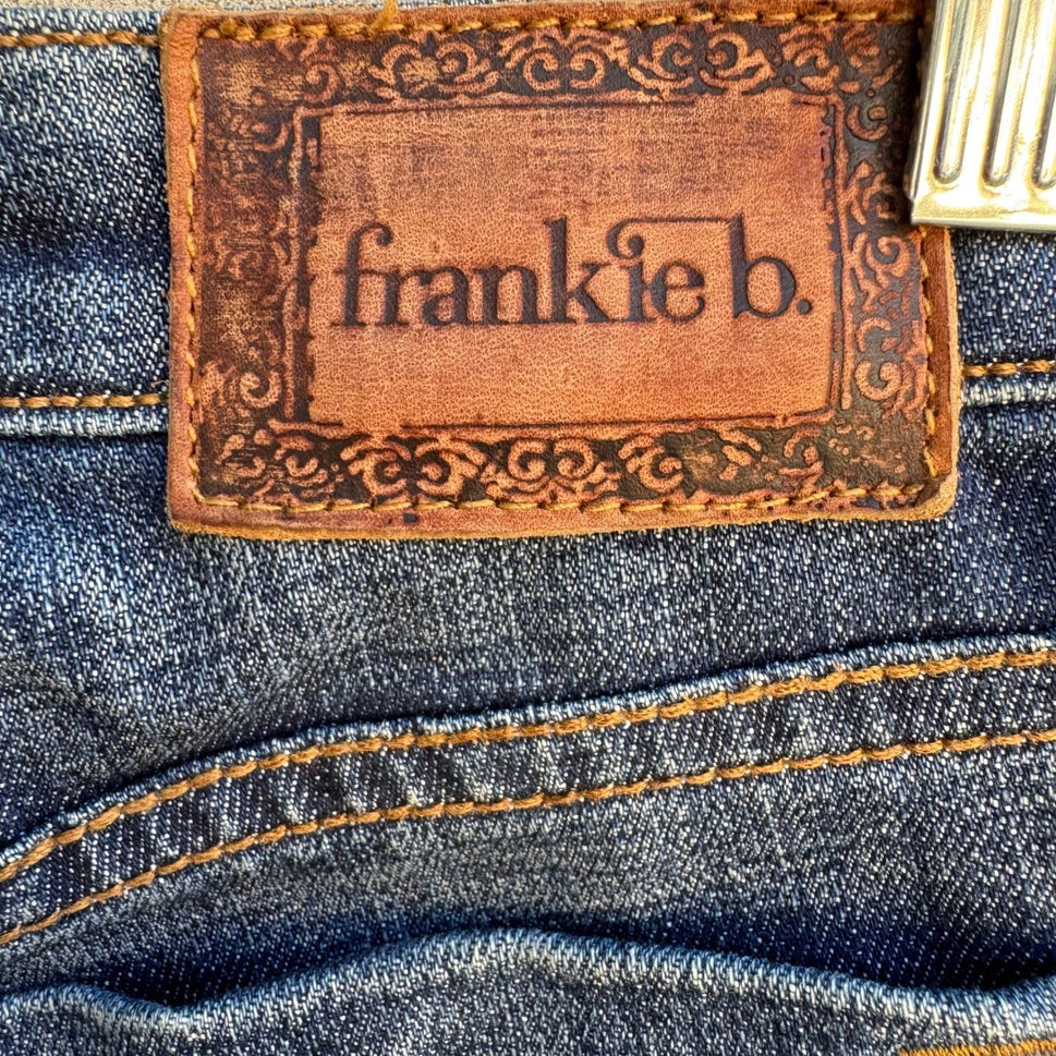 Frankie B Y2K Low Rise Denim Micro Shorts McBling Indie Sleaze Slit Hem Women 32