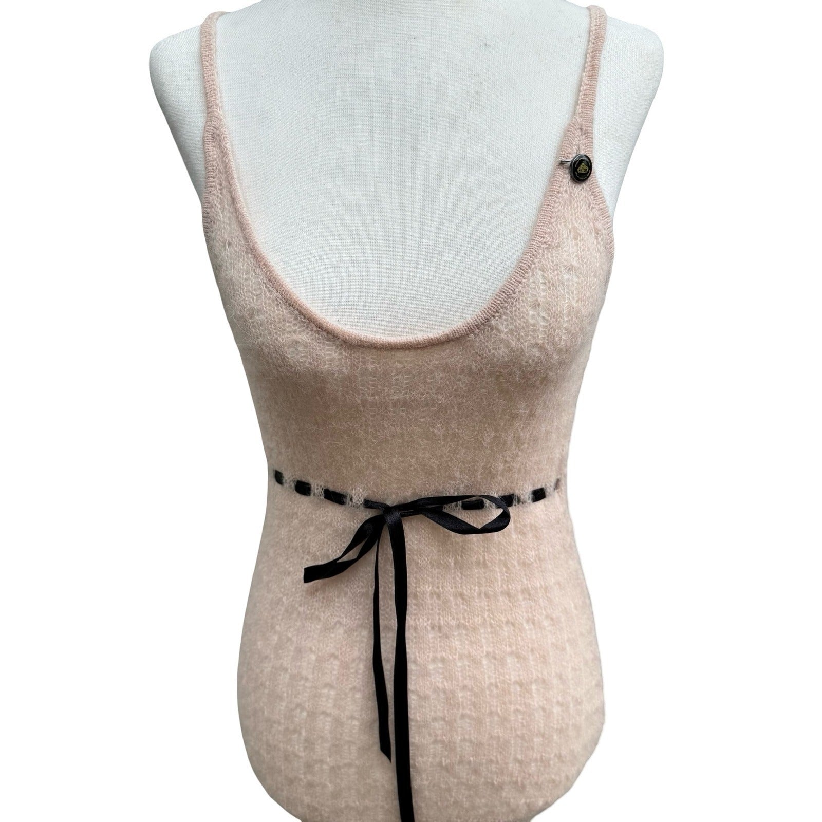 Fornarina Y2K Coquette Fairycore Mohair Knit Maxi Dress Pink Ethereal Lace S