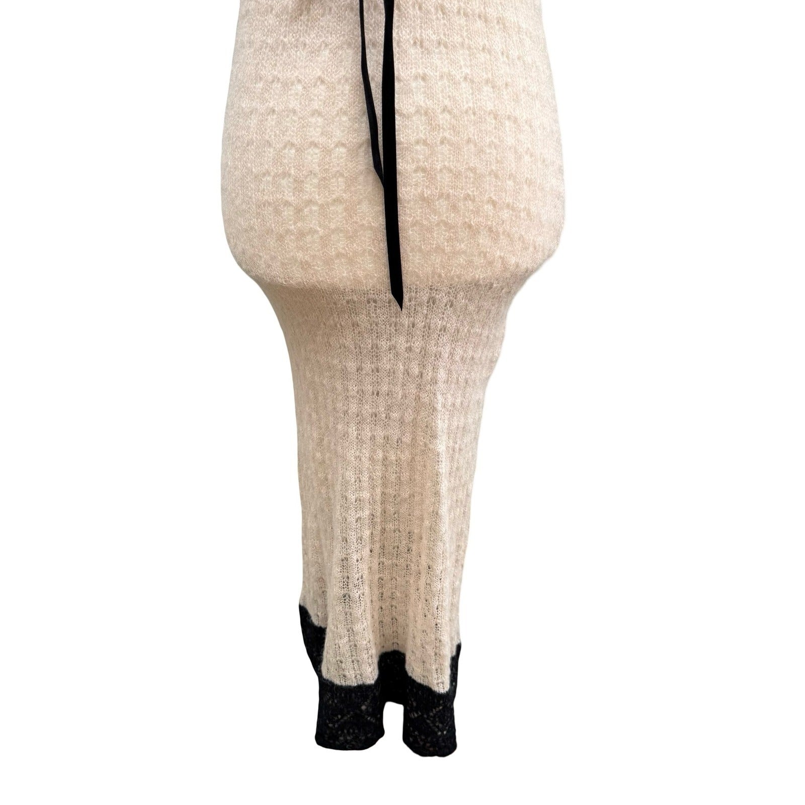 Fornarina Y2K Coquette Fairycore Mohair Knit Maxi Dress Pink Ethereal Lace S
