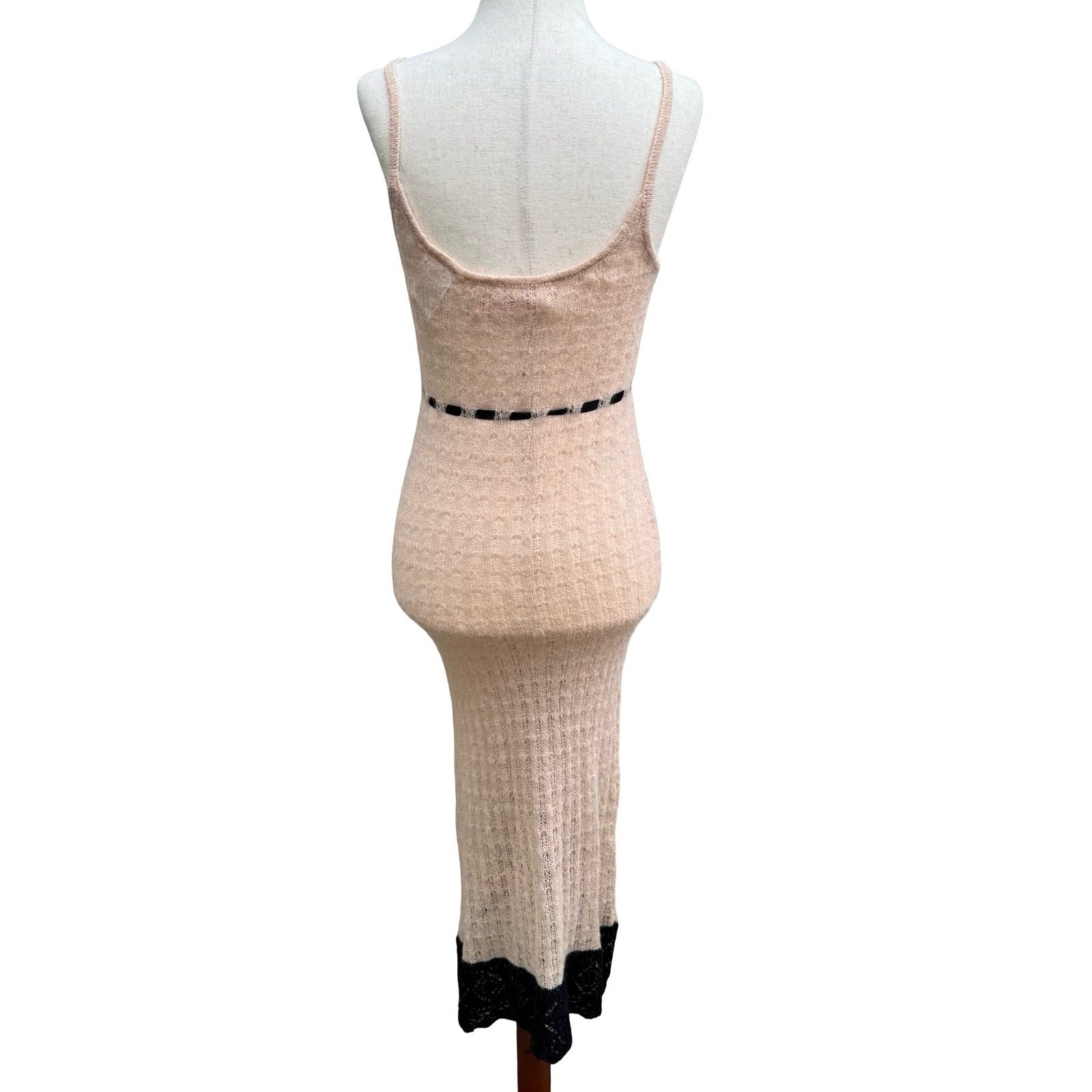 Fornarina Y2K Coquette Fairycore Mohair Knit Maxi Dress Pink Ethereal Lace S