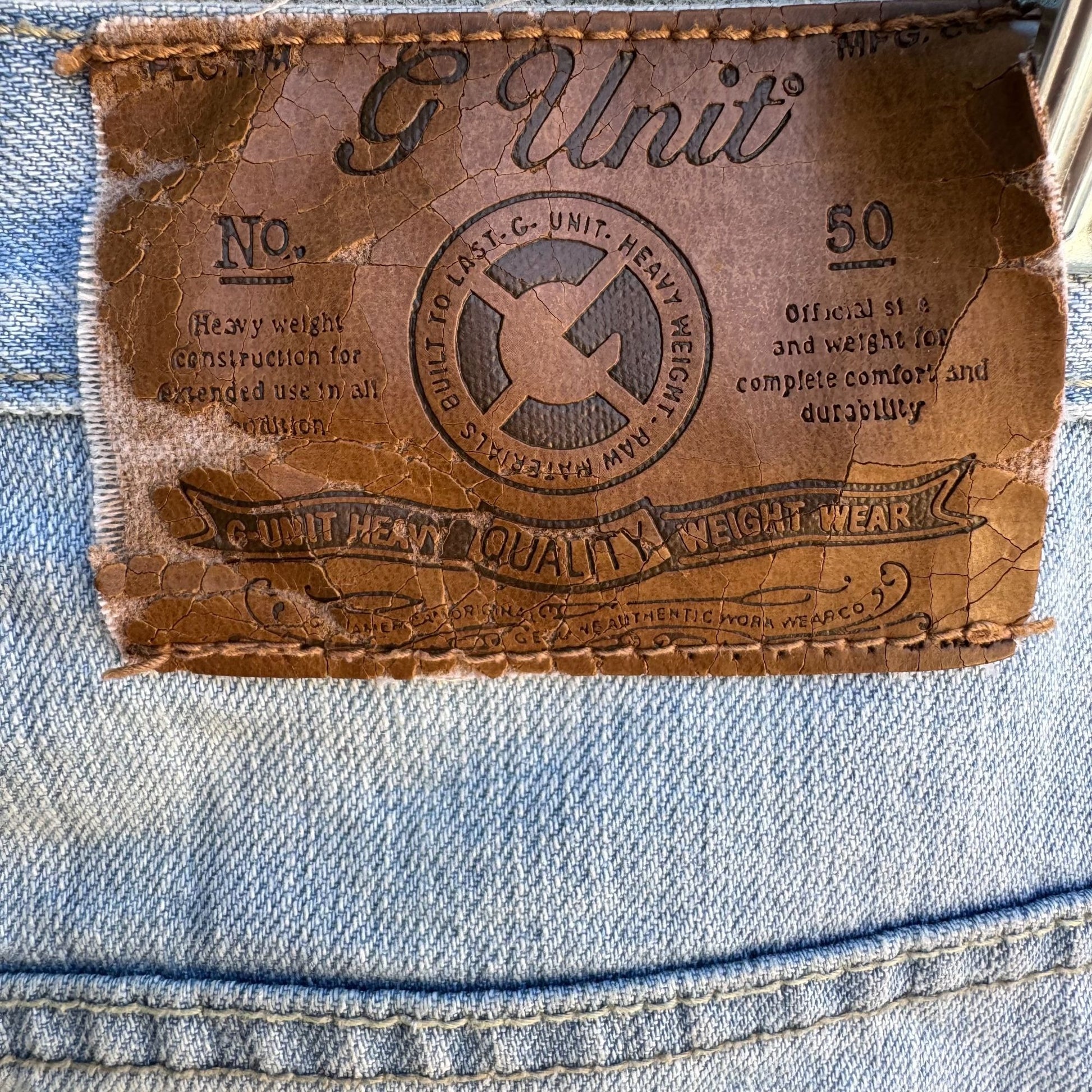 G Unit Heavy Weight Wear Vintage Mens Streetwear Hip Hop Blue Denim Shorts 44