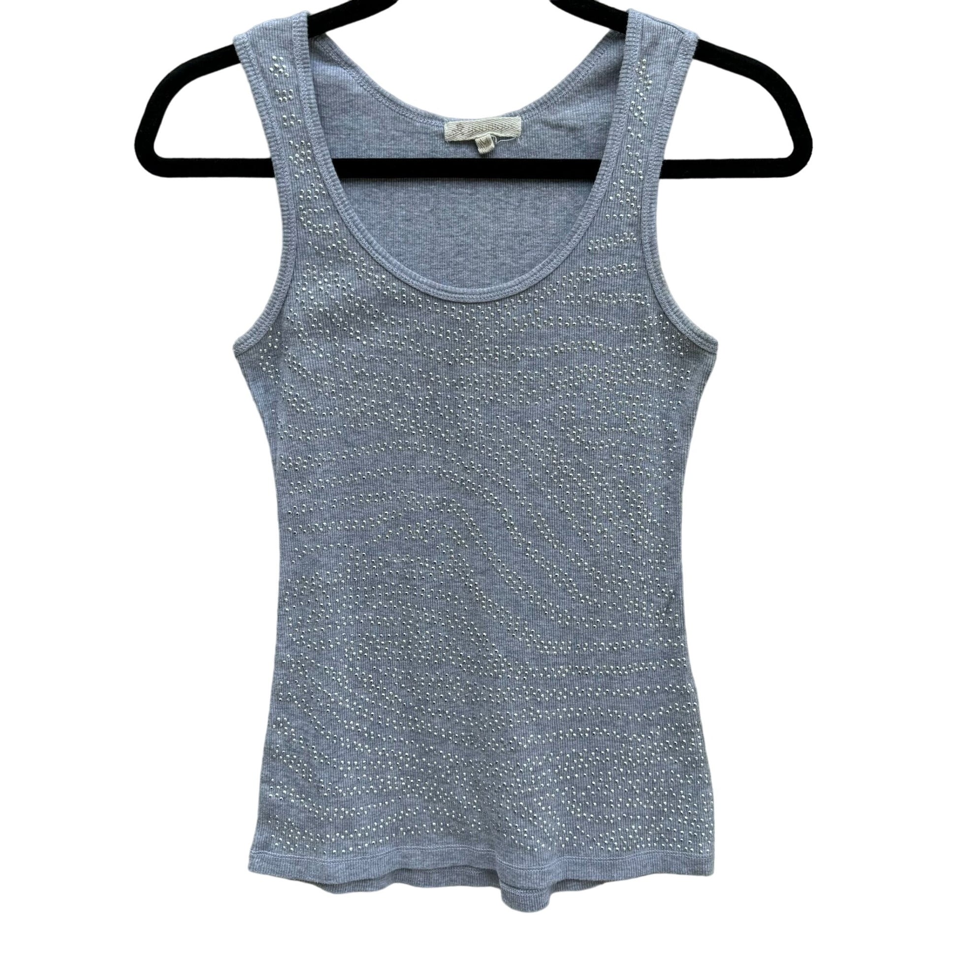 Younique Women's Gray Silver Stud Metal Grommet Embellished Cotton Tank Top - S