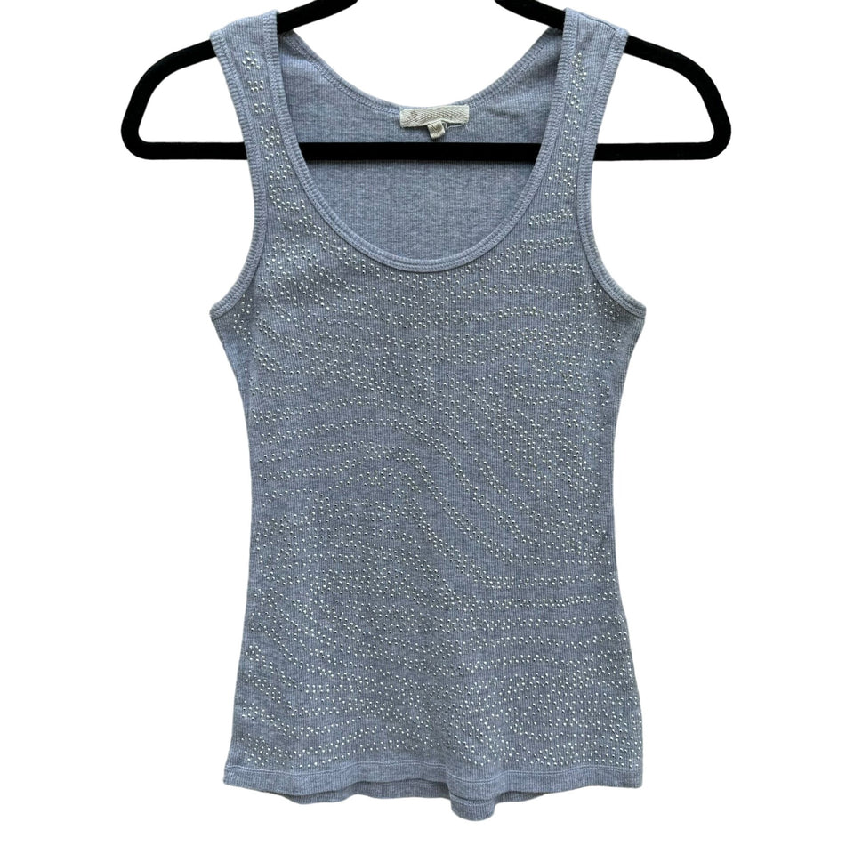 Younique Women's Gray Silver Stud Metal Grommet Embellished Cotton Tank Top - S