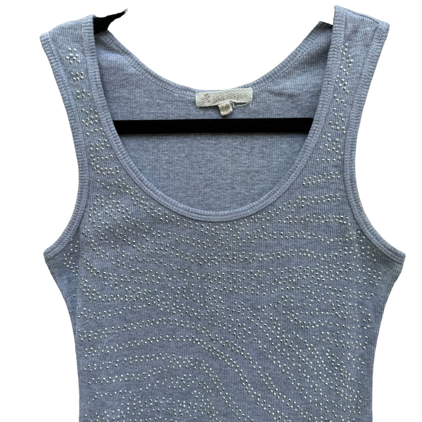 Younique Women's Gray Silver Stud Metal Grommet Embellished Cotton Tank Top - S