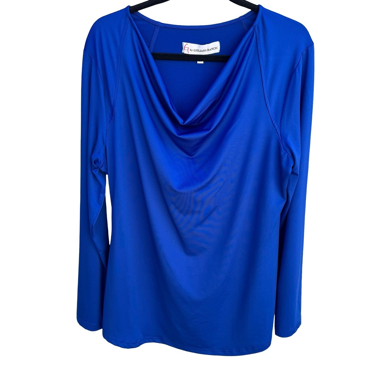 G by Giuliana Rancic Royal Blue Cowl Neck Long Sleeve Top Large Raglan Stretch