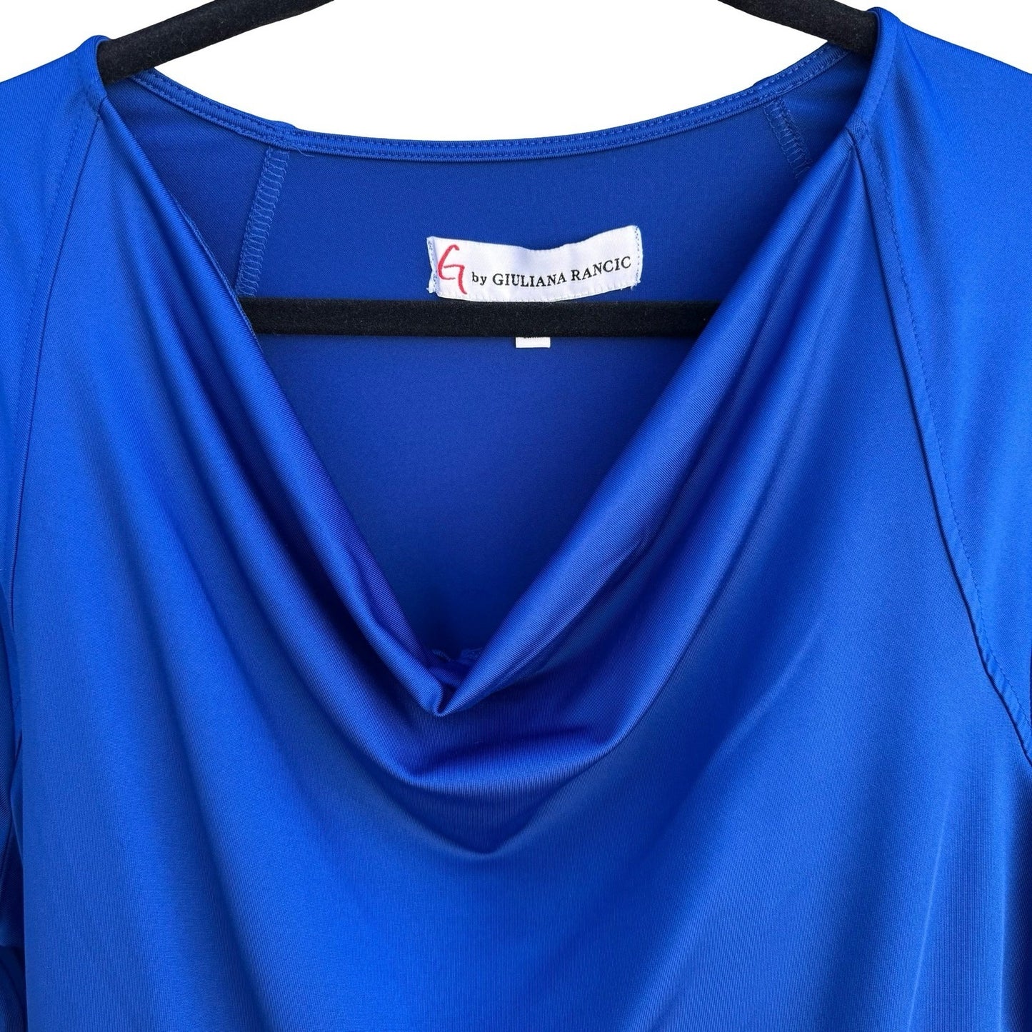 G by Giuliana Rancic Royal Blue Cowl Neck Long Sleeve Top Large Raglan Stretch