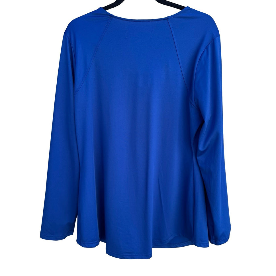 G by Giuliana Rancic Royal Blue Cowl Neck Long Sleeve Top Large Raglan Stretch