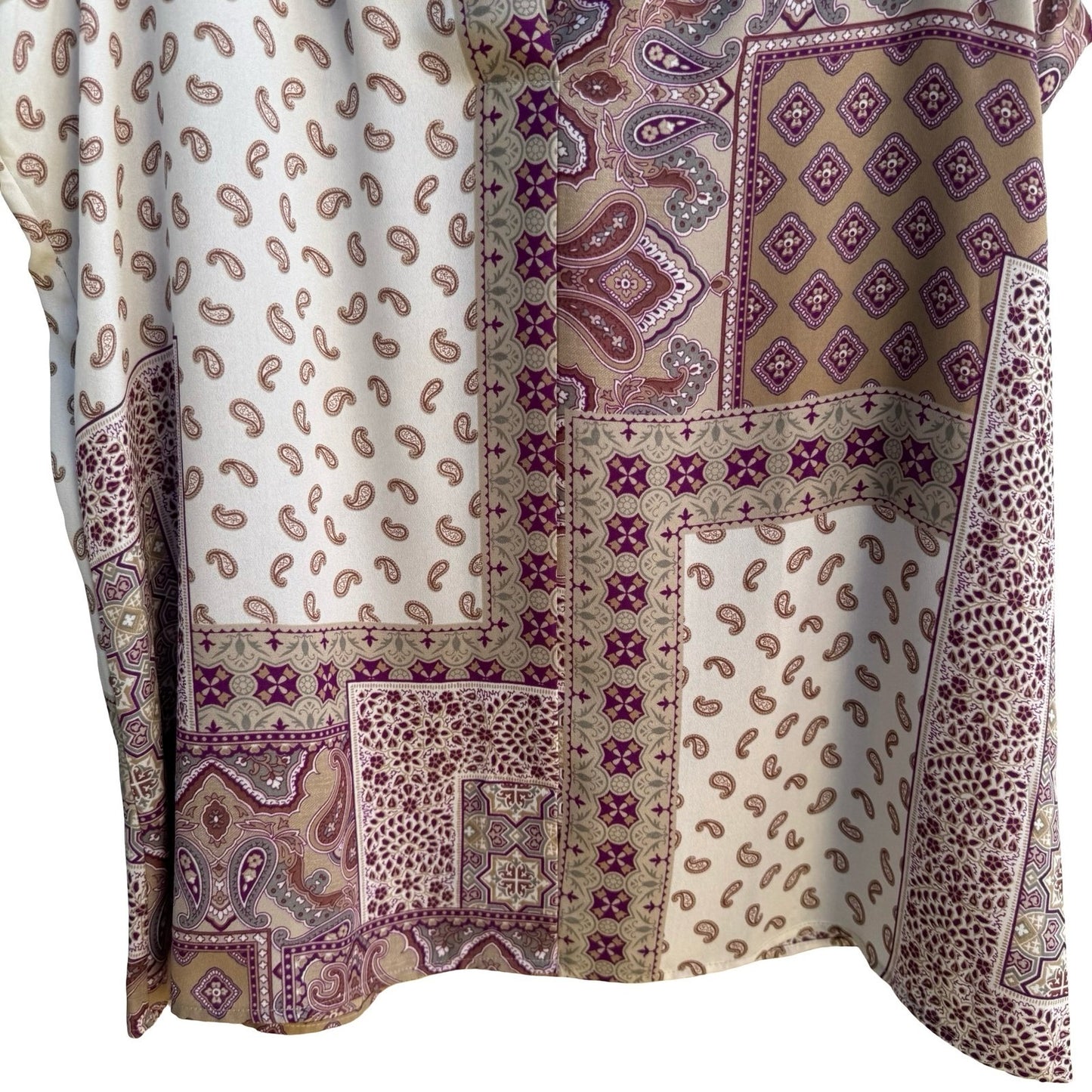 Cynthia Rowley Boho Flowy Layering Patchwork Paisley Sleeveless Blouse L NEW