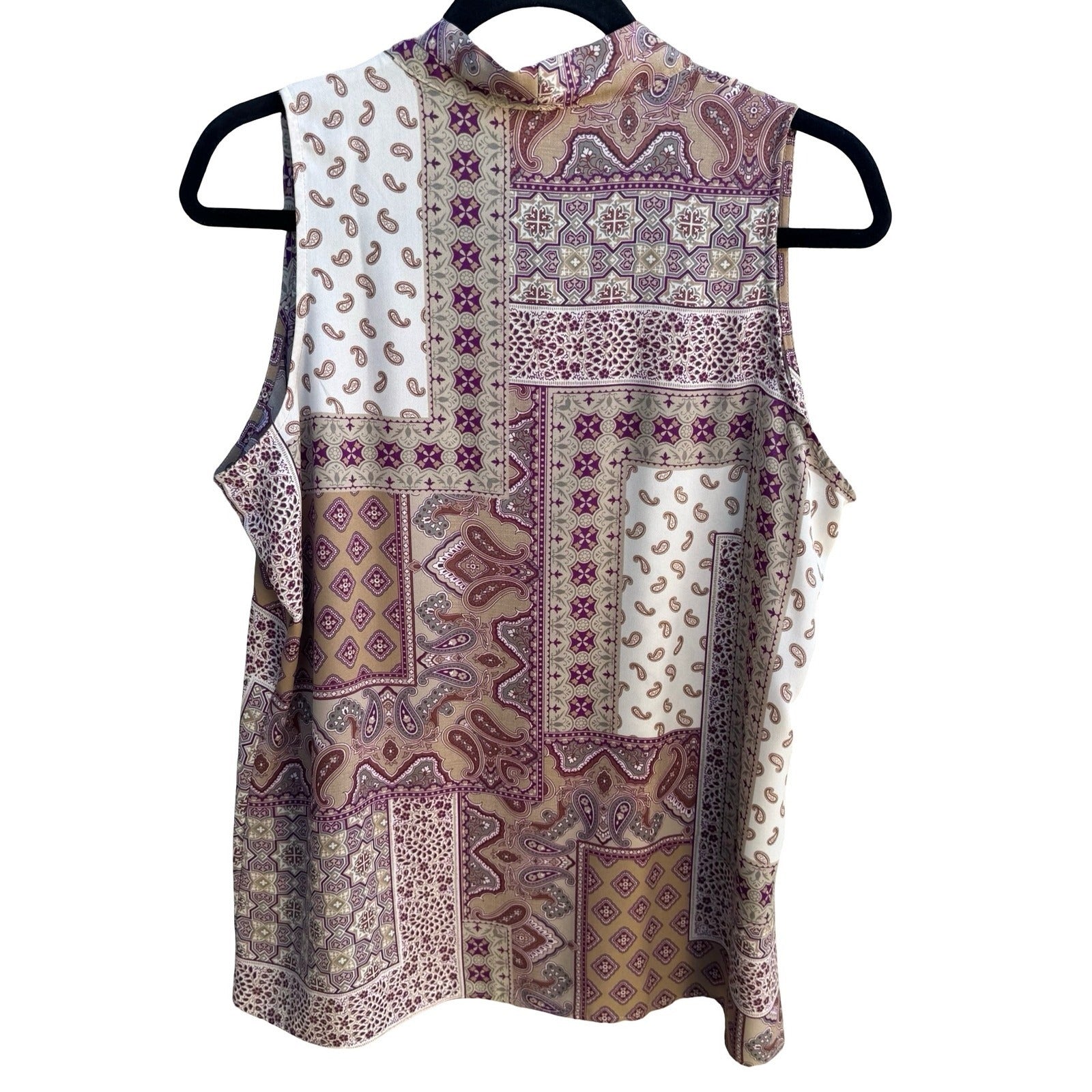 Cynthia Rowley Boho Flowy Layering Patchwork Paisley Sleeveless Blouse L NEW