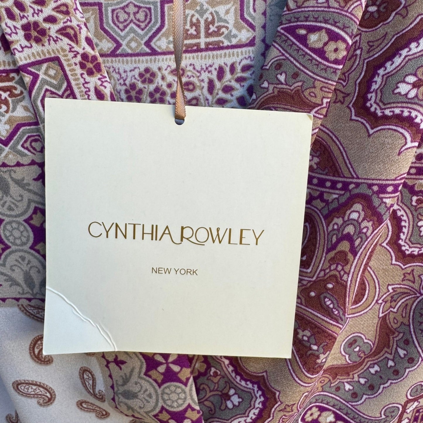 Cynthia Rowley Boho Flowy Layering Patchwork Paisley Sleeveless Blouse L NEW