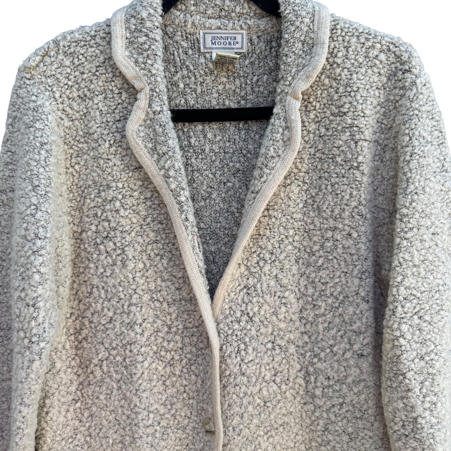 Jennifer Moore Womens Sherpa Boucle Cardigan Jacket Pockets Long Sleeve Cozy S