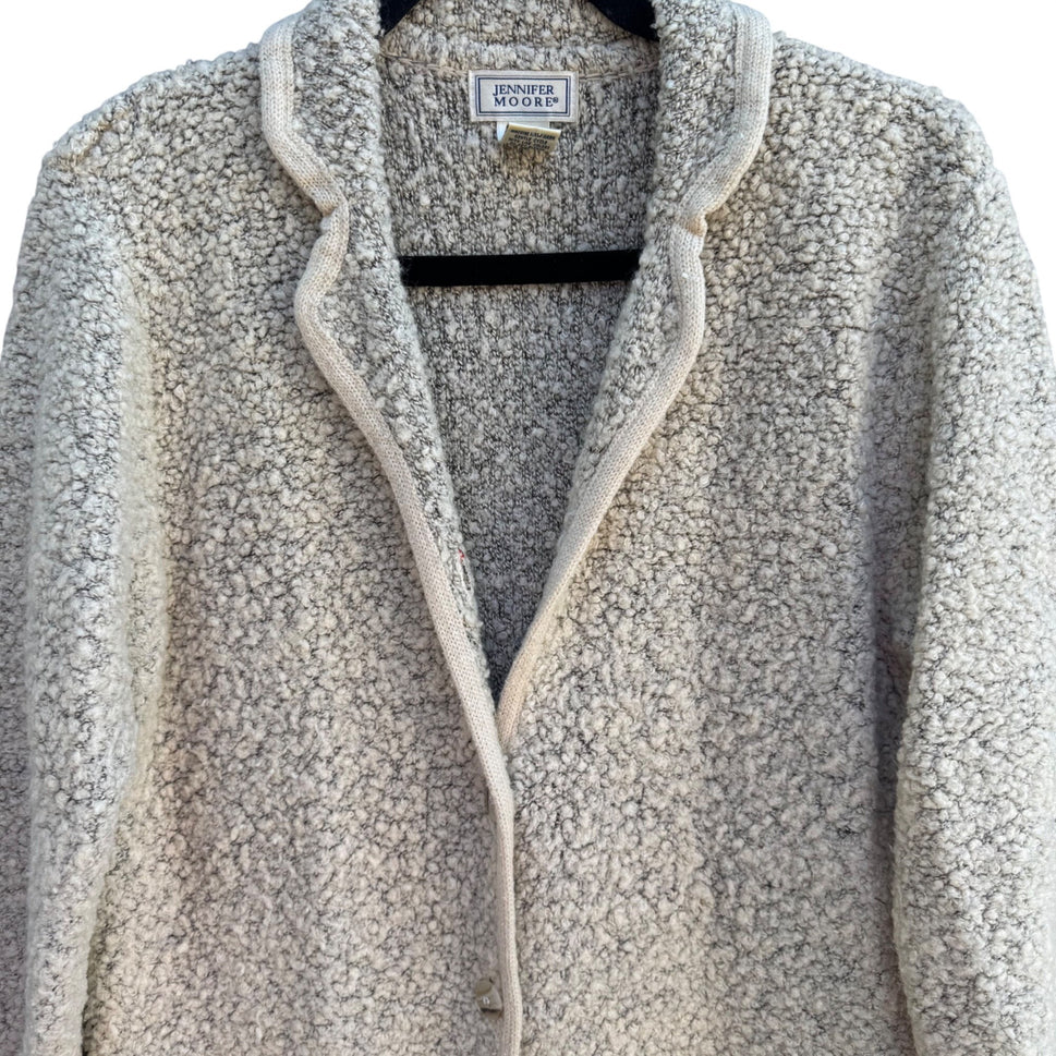 Jennifer Moore Womens Sherpa Boucle Cardigan Jacket Pockets Long Sleeve Cozy S