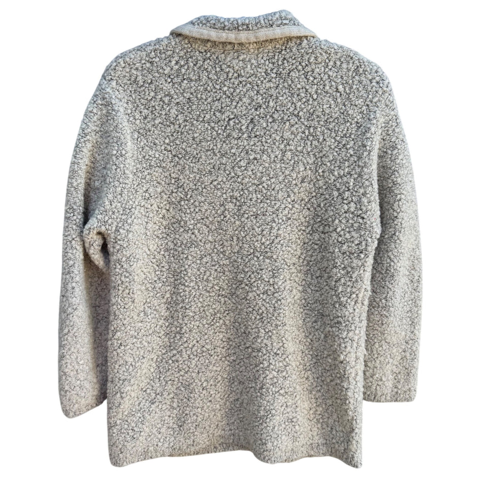 Jennifer Moore Womens Sherpa Boucle Cardigan Jacket Pockets Long Sleeve Cozy S
