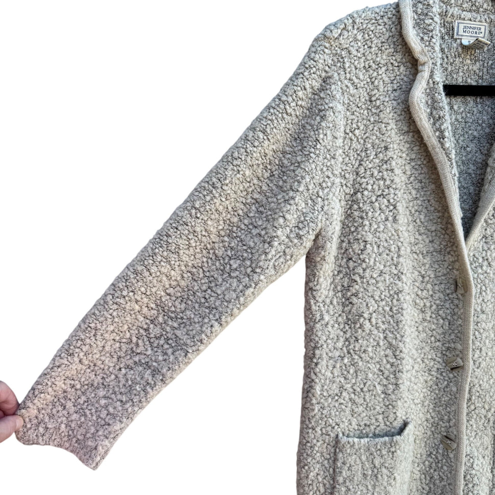 Jennifer Moore Womens Sherpa Boucle Cardigan Jacket Pockets Long Sleeve Cozy S