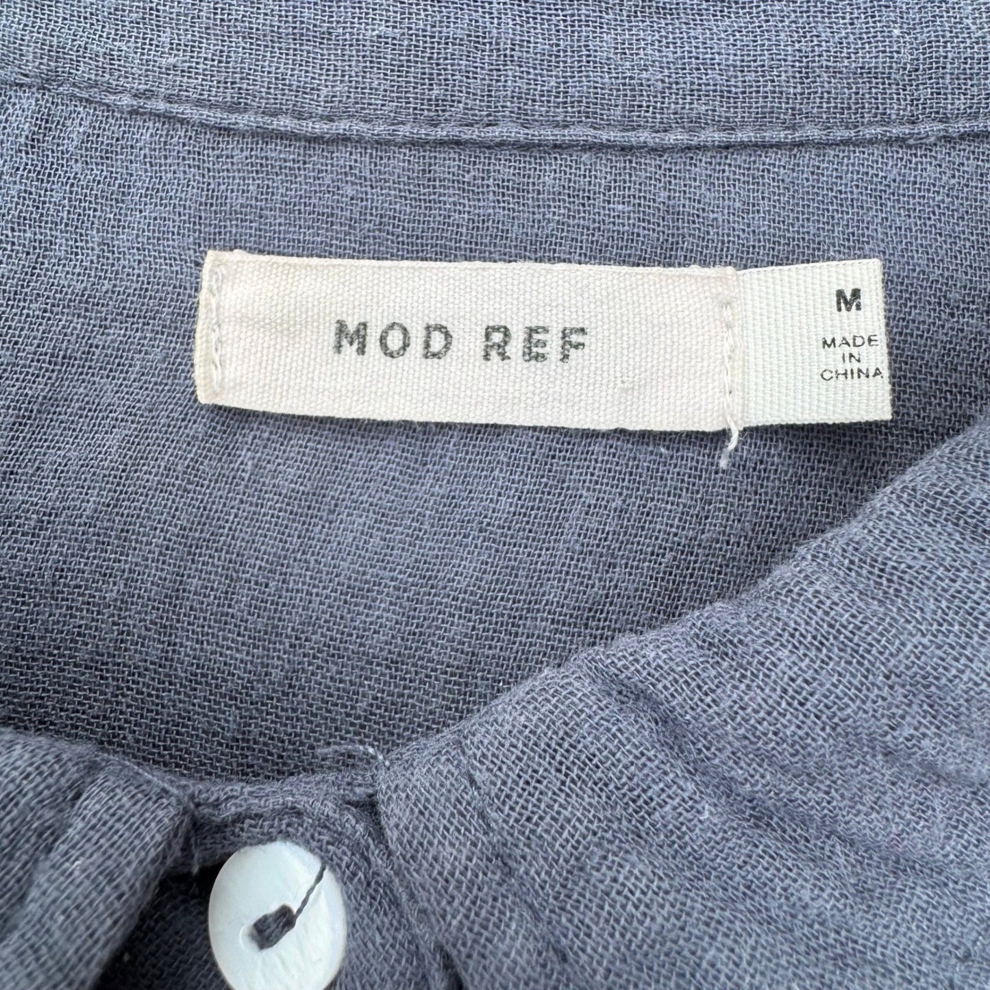 MOD REF Navy Double Gauze Cotton Button Down Coastal Maxi Shirt Dress M No Belt