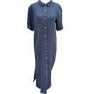 Switch MOD REF Navy Double Gauze Cotton Button Down Coastal Maxi Shirt Dress M No Belt 3 image