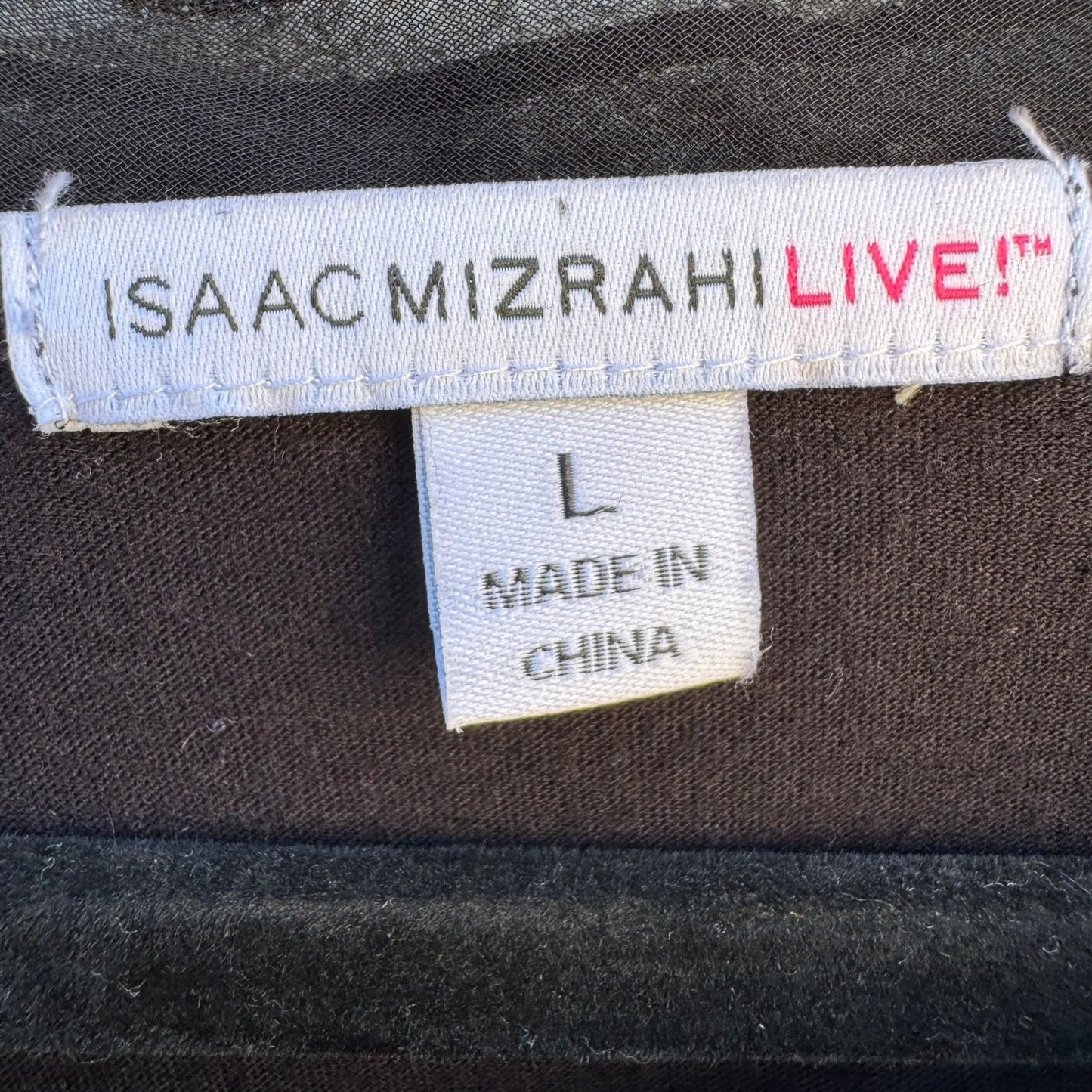 Isaac Mizrahi Live Womens Black Mesh Trim Short Sleeve Cotton Modal Top Large