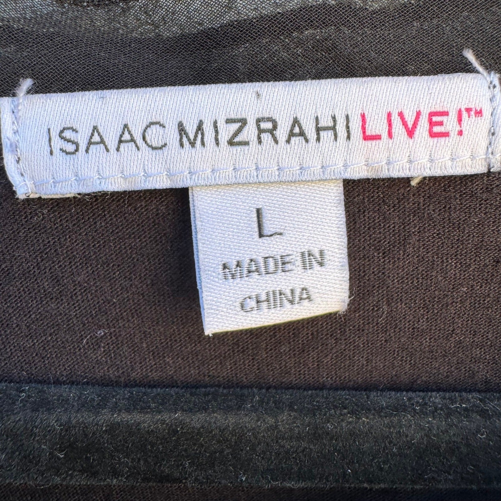 Isaac Mizrahi Live Womens Black Mesh Trim Short Sleeve Cotton Modal Top Large