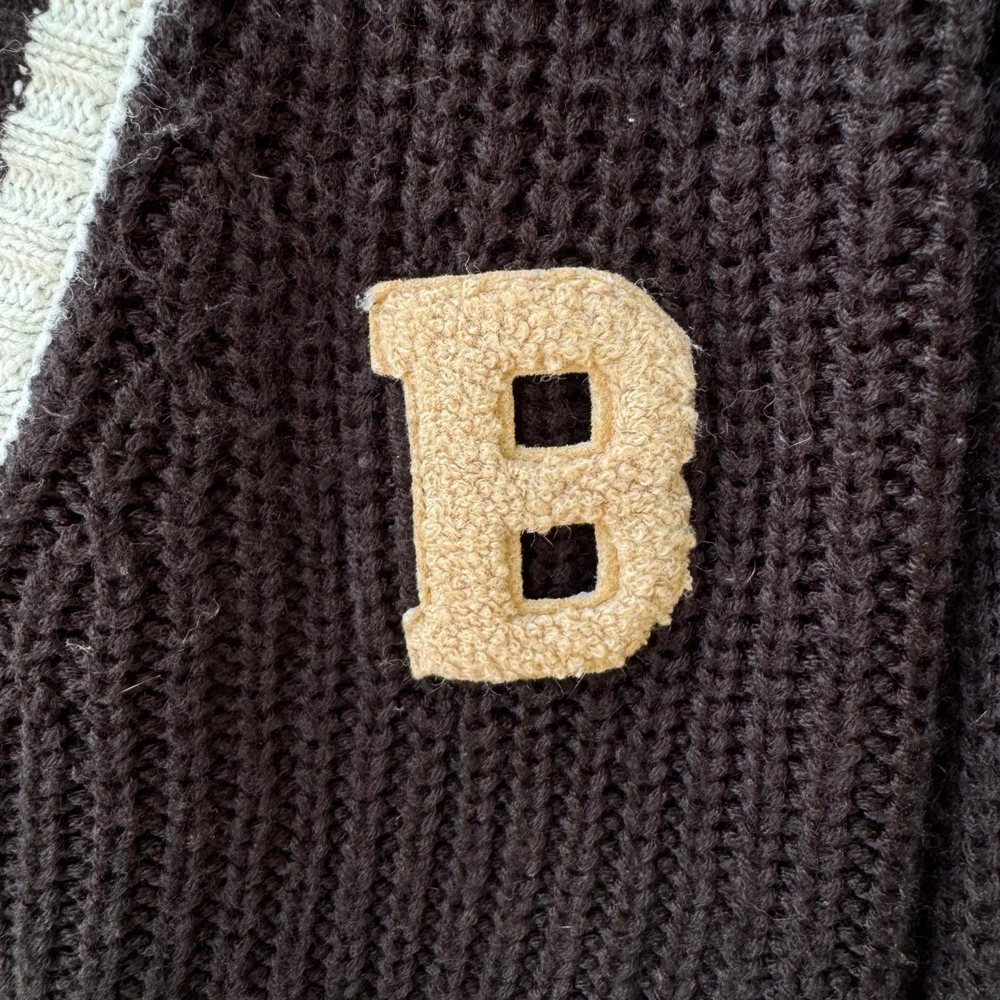 Love Tree Varsity Cardigan Sweater Collegiate Chenille Patch Striped Preppy M