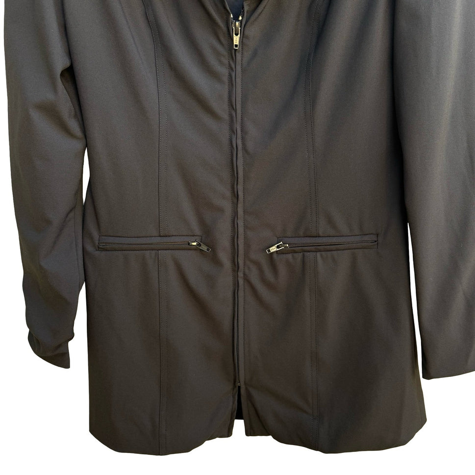 Janet Howard Vintage Y2K Mininalist Black Zip Blazer Jacket Utility Professional
