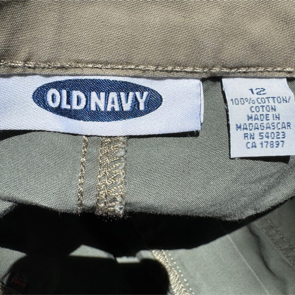Old Navy Vintage Y2K Womens Green Cotton Side Zip Grunge Skater Cargo Pants 12