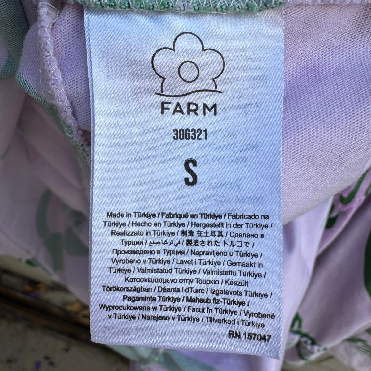 Farm Rio Toucan Rainbow Stripe Tropical Tiered Midi Dress Lavender Womens Size S