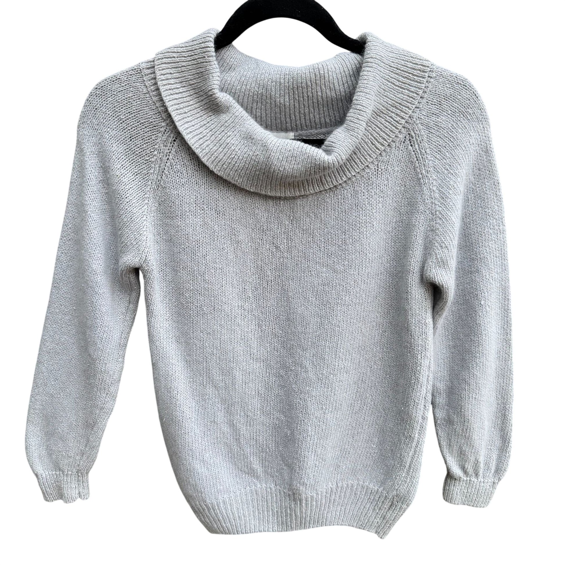 Viewpoint By Brooks Vintage Womens Gray Cowl Neck Silk Angora Blend Crop Sweater