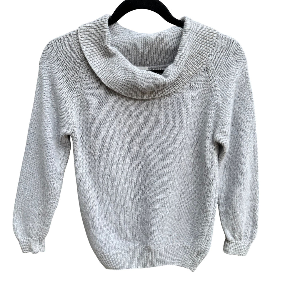 Viewpoint By Brooks Vintage Womens Gray Cowl Neck Silk Angora Blend Crop Sweater