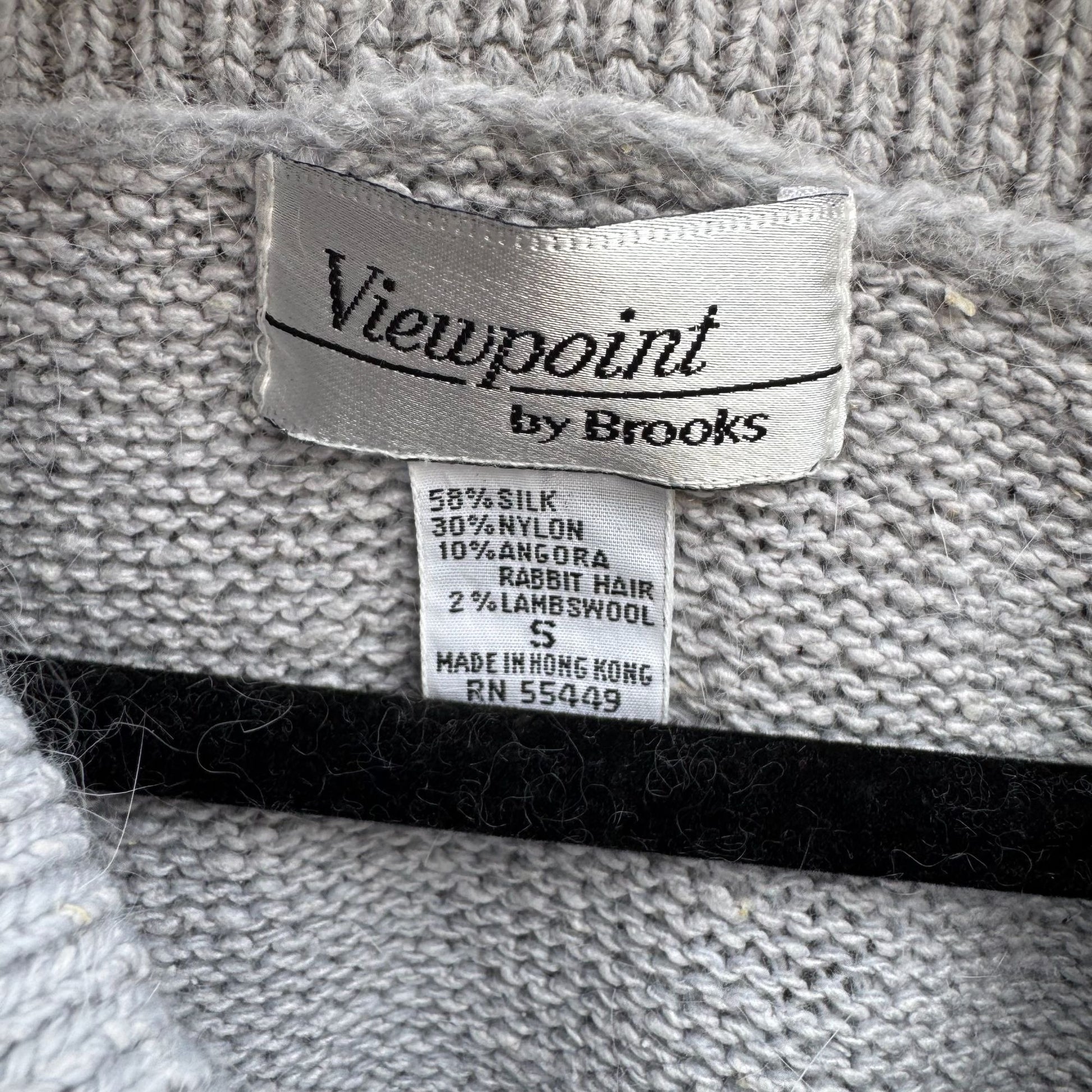 Viewpoint By Brooks Vintage Womens Gray Cowl Neck Silk Angora Blend Crop Sweater