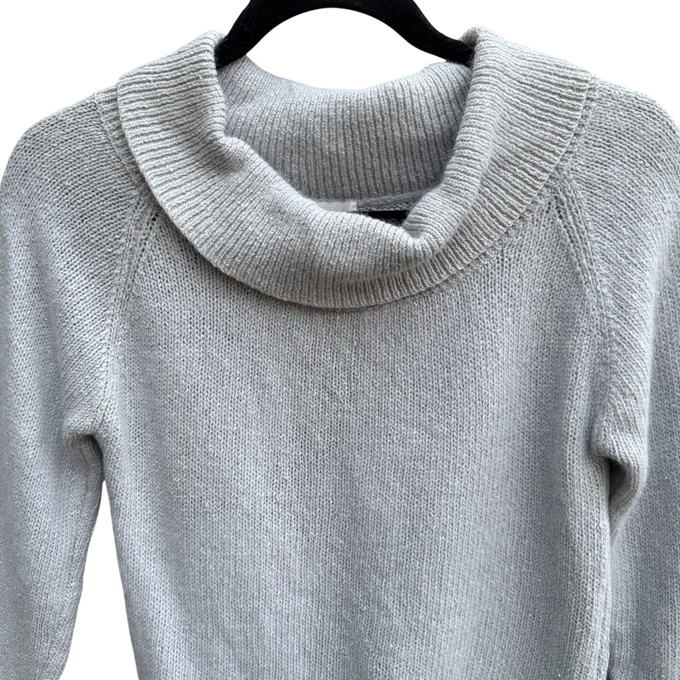 Viewpoint By Brooks Vintage Womens Gray Cowl Neck Silk Angora Blend Crop Sweater