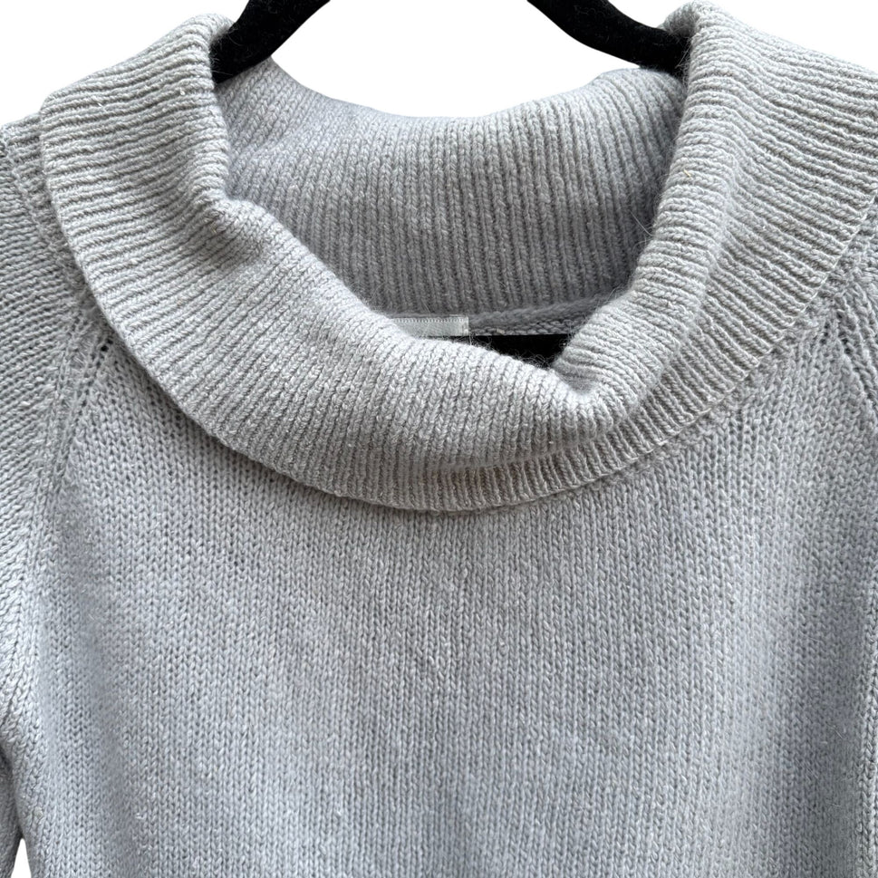 Viewpoint By Brooks Vintage Womens Gray Cowl Neck Silk Angora Blend Crop Sweater