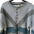 Switch London Fog Vintage 90s Chevron Henley Oversized Grandpa Sweatshirt Grey Mens L 3 image
