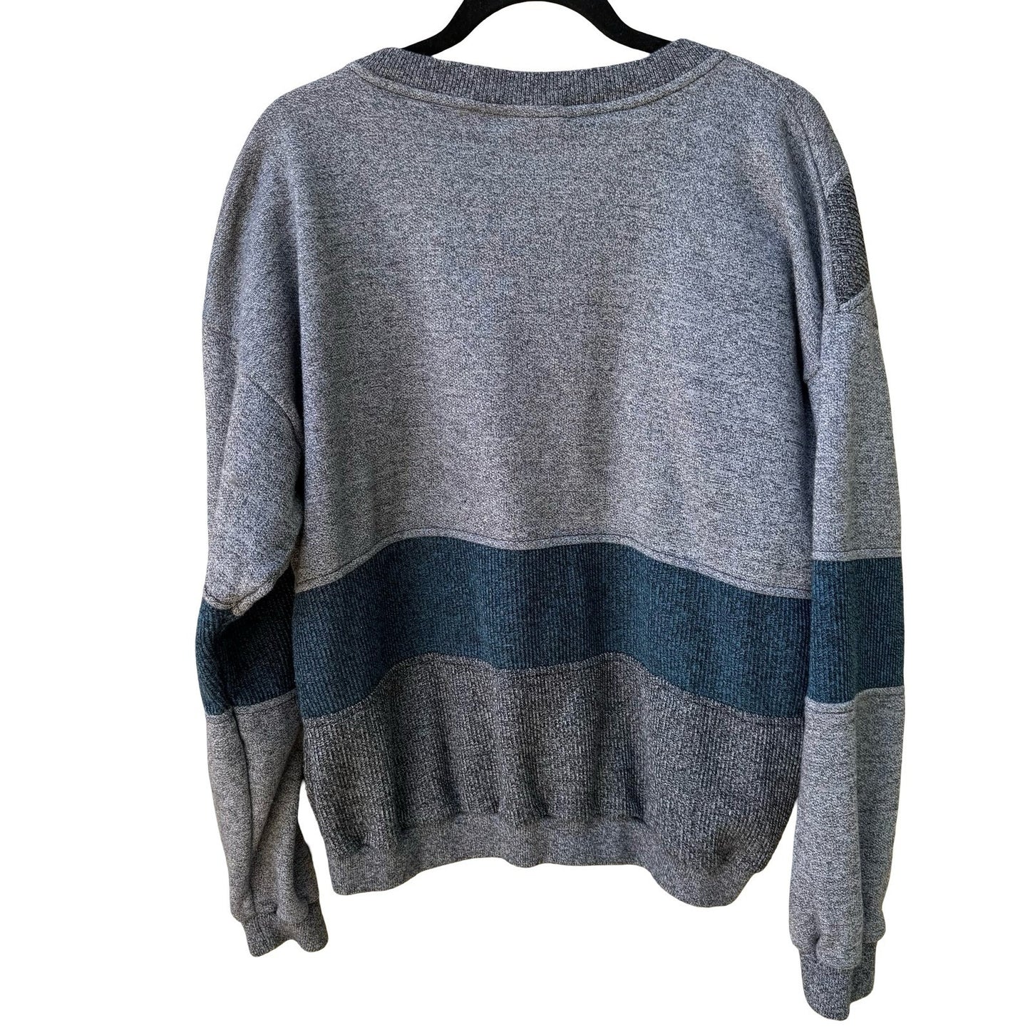 London Fog Vintage 90s Chevron Henley Oversized Grandpa Sweatshirt Grey Mens L