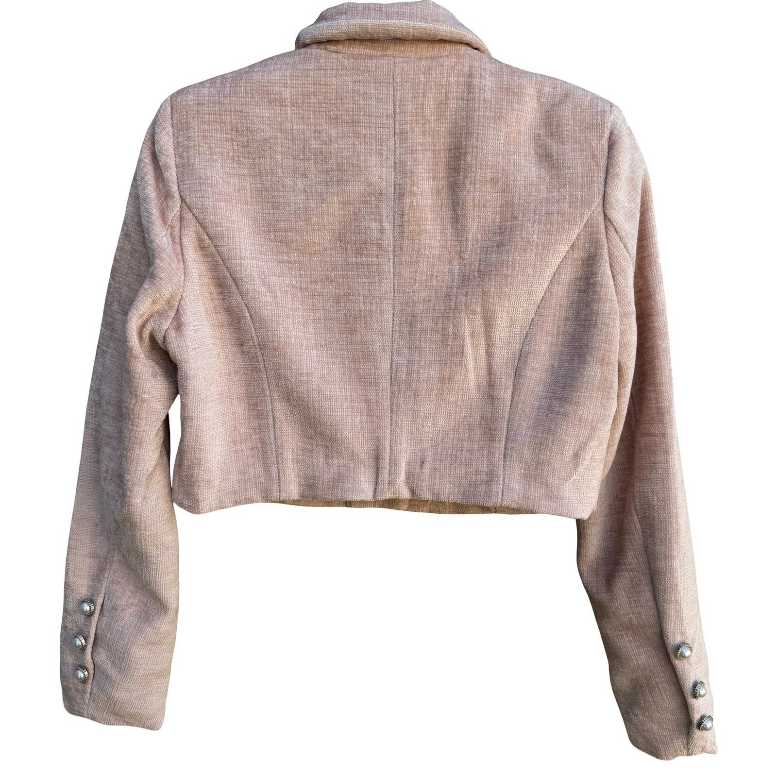 Coalition LA Peach Whip Cropped Blazer Jacket Pearl Buttons T703R1 Large NEW