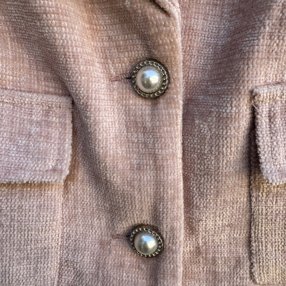Coalition LA Peach Whip Cropped Blazer Jacket Pearl Buttons T703R1 Large NEW