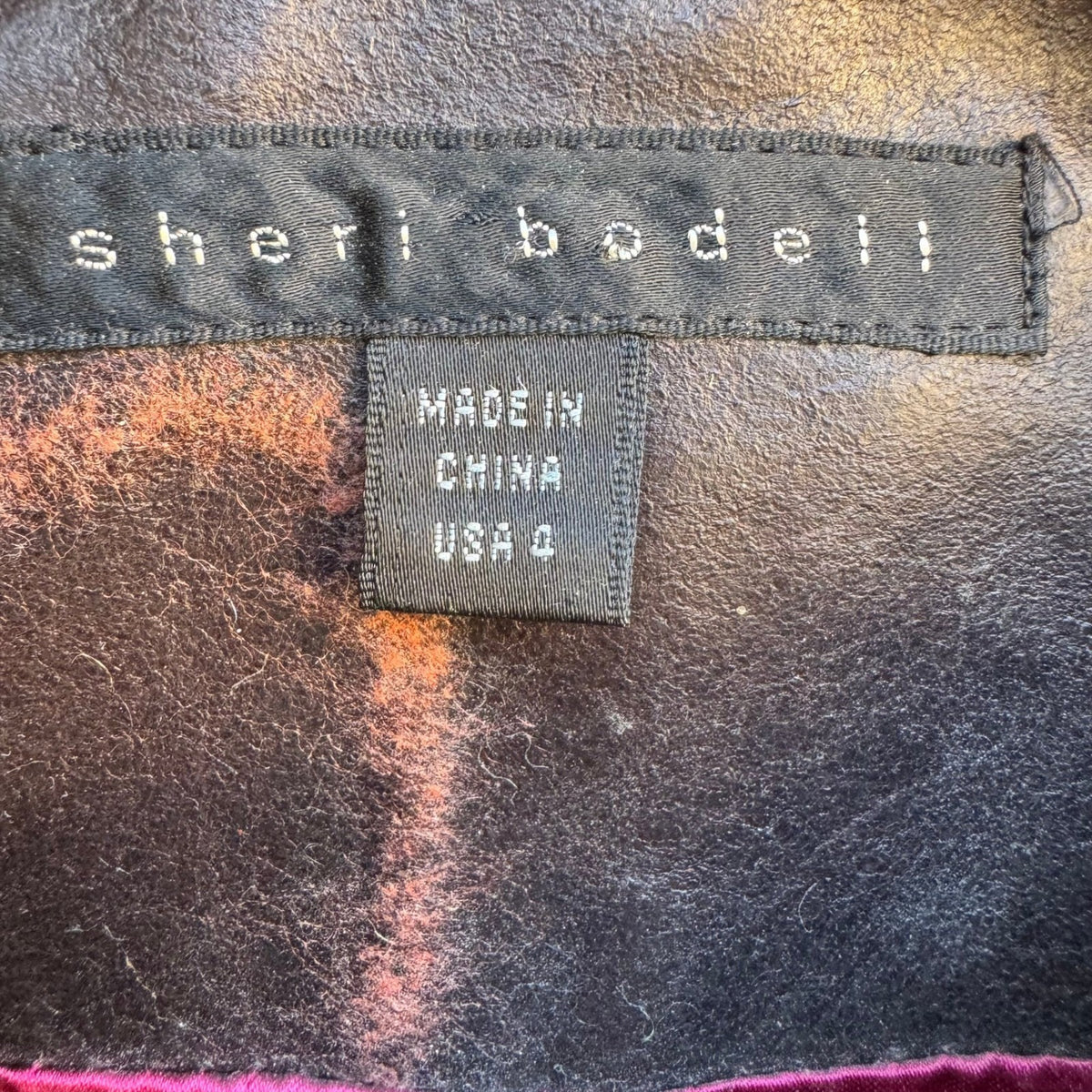 Sheri Bodell Y2K Avant Garde Abstract Embroidered Leather Trench Coat Brown 4