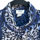 Switch Style Exchange Vintage 90s Womens Blue Black Leopard Print Button-Down Blouse M 3 image