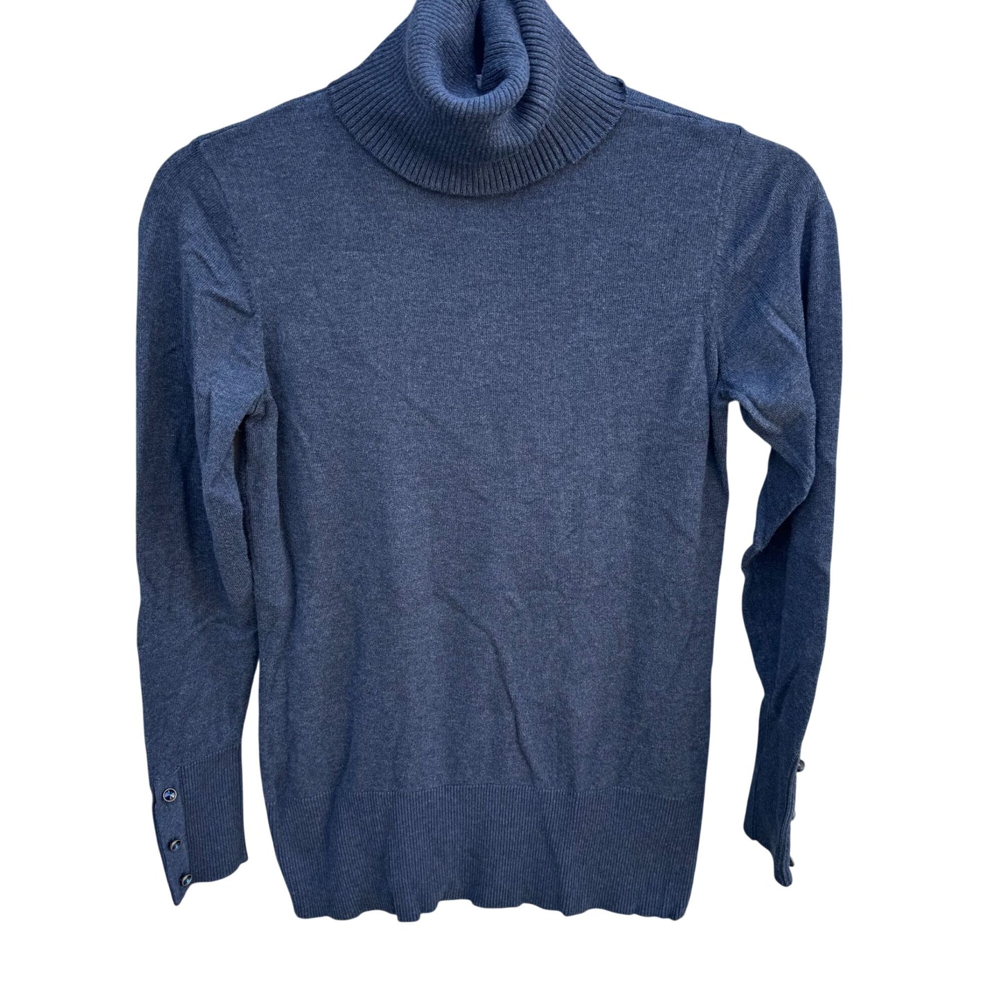 Diane Gilman DG2 Womens XS Blue Gray Ribbed Knit Turtleneck Sweater Long Sleeve