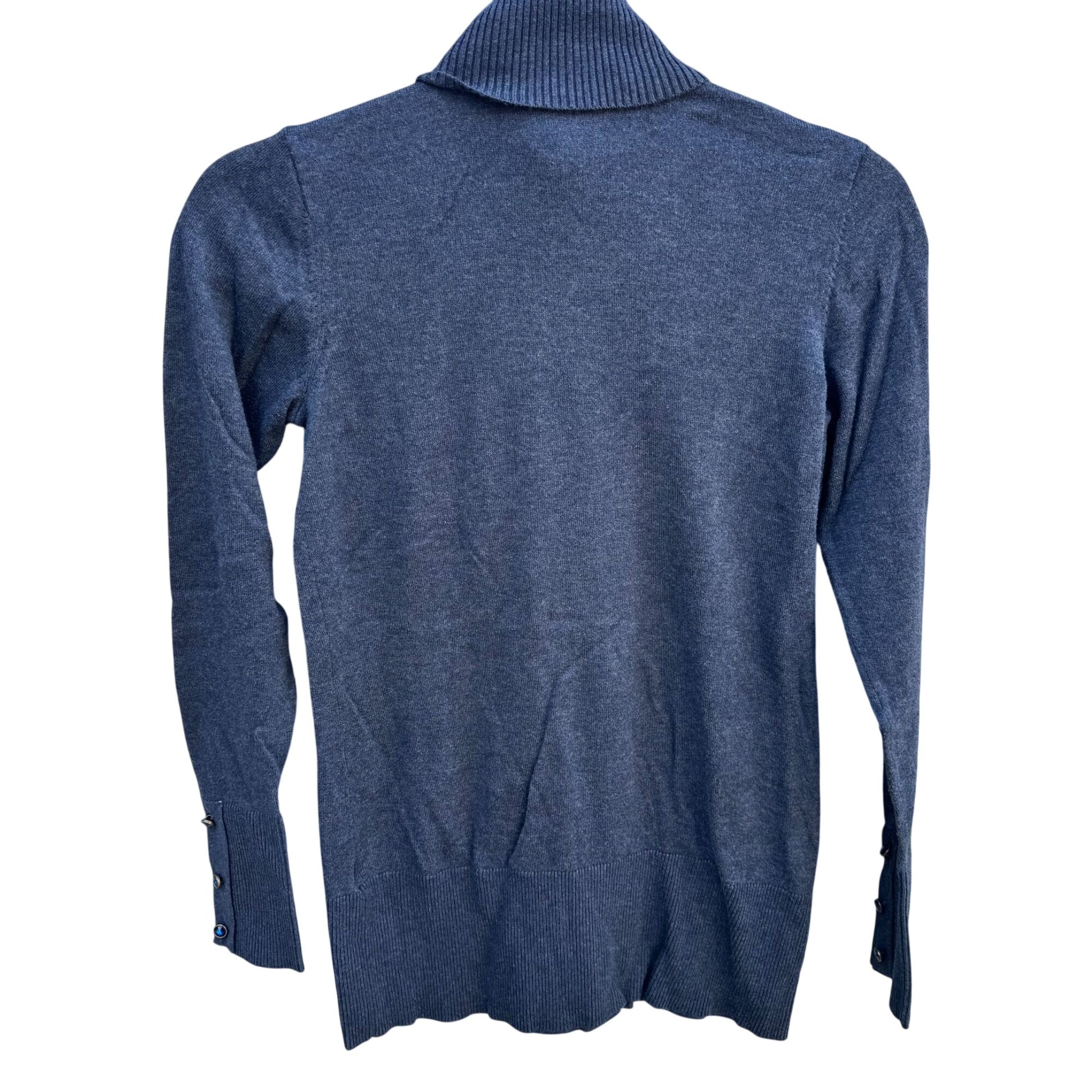 Diane Gilman DG2 Womens XS Blue Gray Ribbed Knit Turtleneck Sweater Long Sleeve