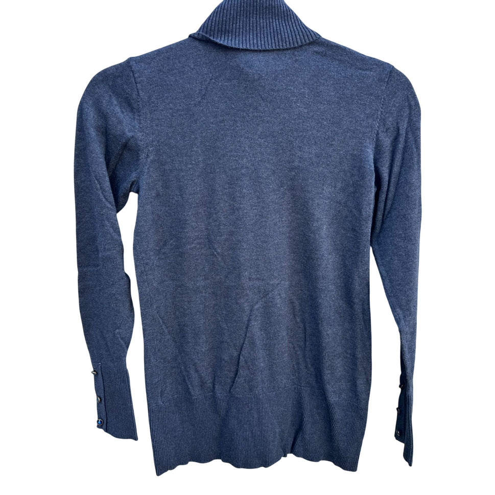 Diane Gilman DG2 Womens XS Blue Gray Ribbed Knit Turtleneck Sweater Long Sleeve
