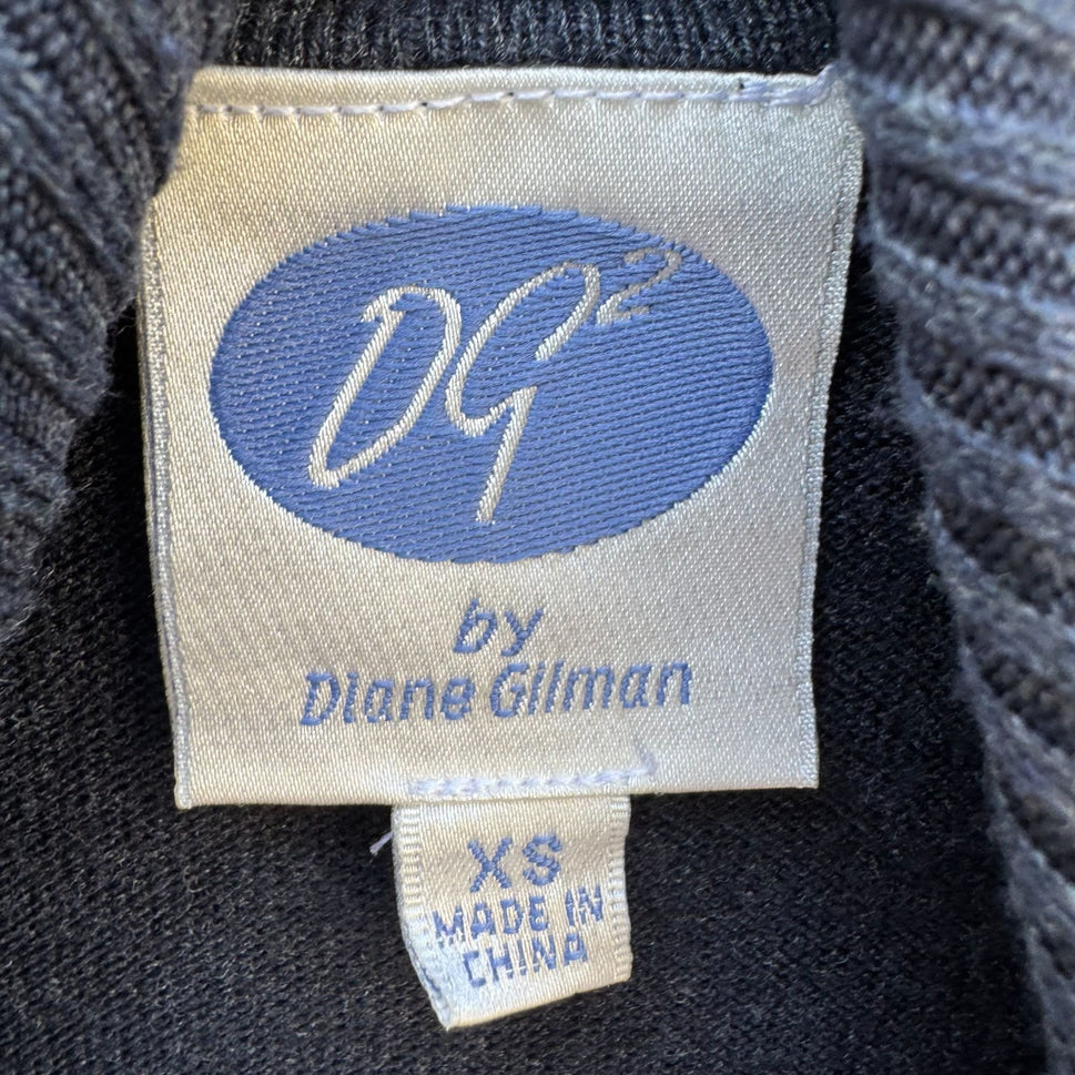 Diane Gilman DG2 Womens XS Blue Gray Ribbed Knit Turtleneck Sweater Long Sleeve