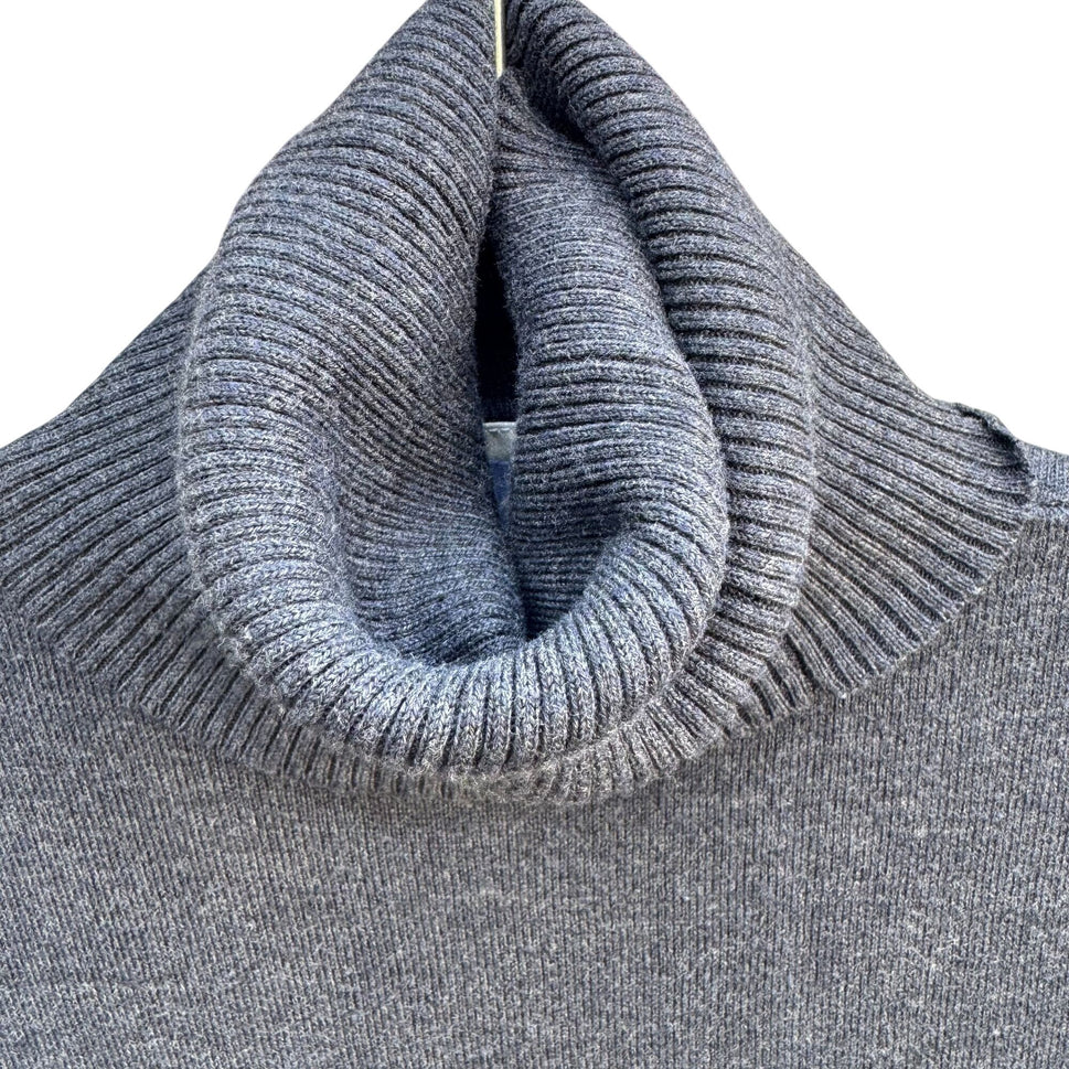 Diane Gilman DG2 Womens XS Blue Gray Ribbed Knit Turtleneck Sweater Long Sleeve