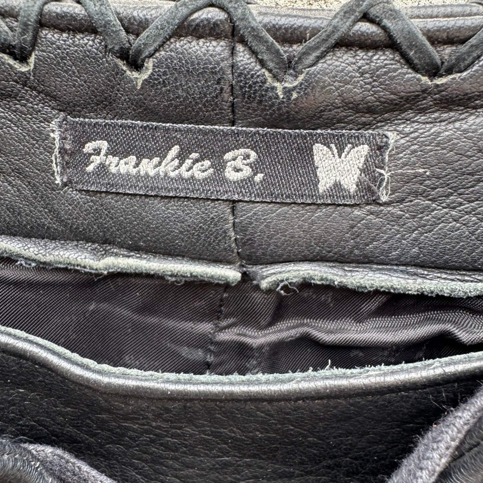 Frankie B Y2K Moto Biker Rocker Leather Whipstitch Lace Up Low Rise Pants S Goth