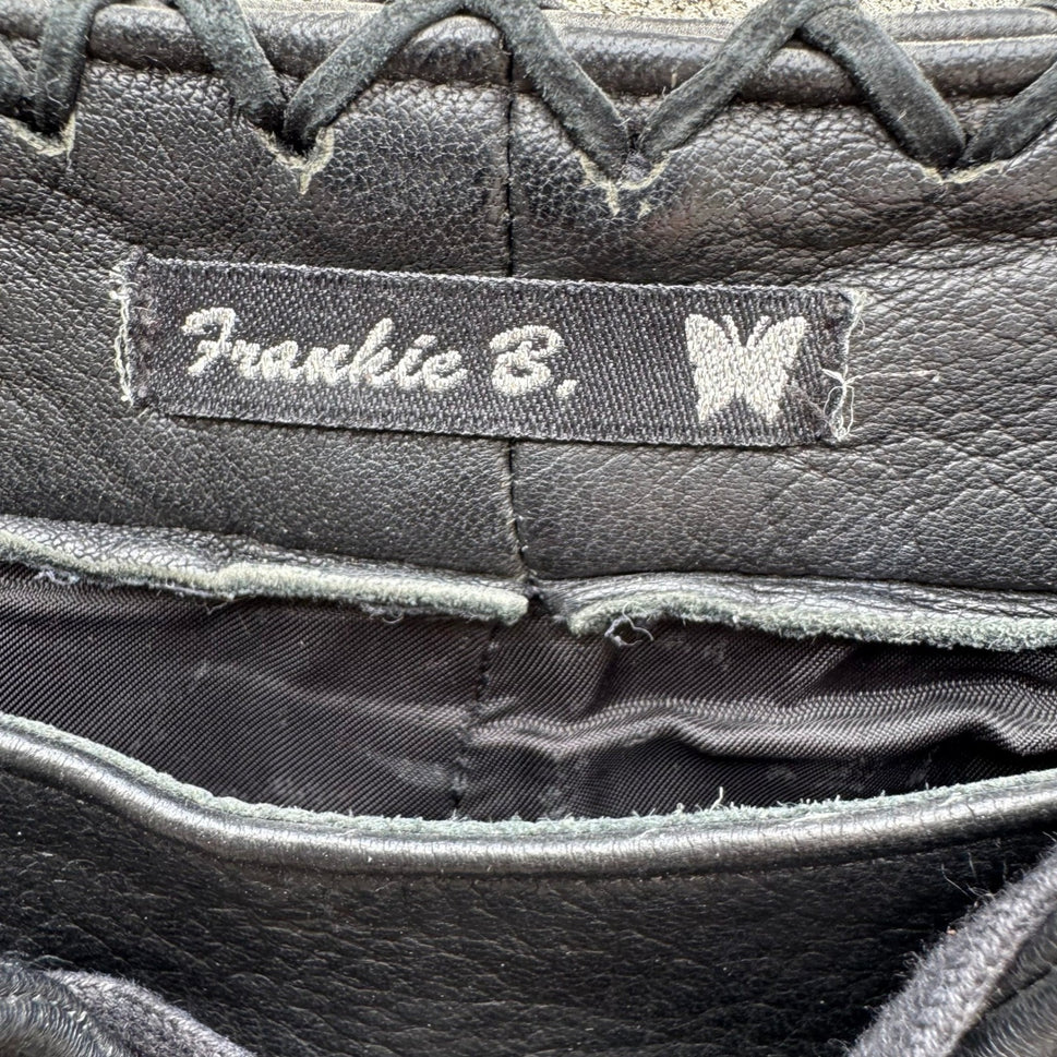 Frankie B Y2K Moto Biker Rocker Leather Whipstitch Lace Up Low Rise Pants S Goth