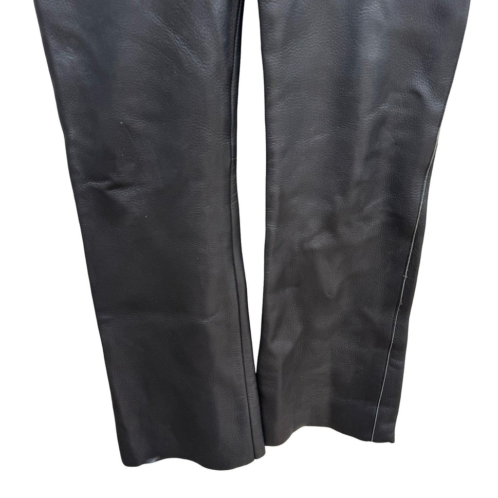 Frankie B Y2K Moto Biker Rocker Leather Whipstitch Lace Up Low Rise Pants S Goth
