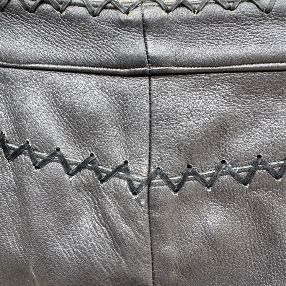 Frankie B Y2K Moto Biker Rocker Leather Whipstitch Lace Up Low Rise Pants S Goth
