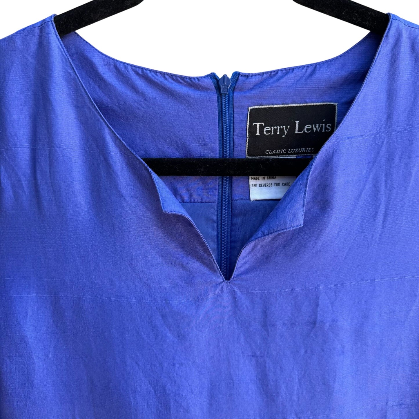 Terry Lewis Classic Luxuries Womens Royal Blue Silk Sleeveless Shift Dress S